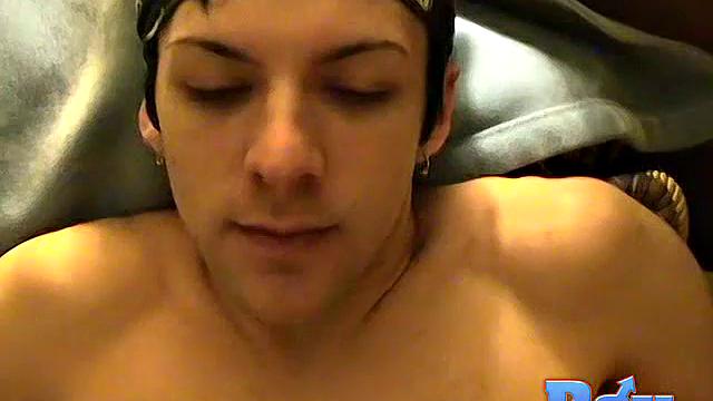 William kneels and takes Trace's thick cock deep in his mouth
