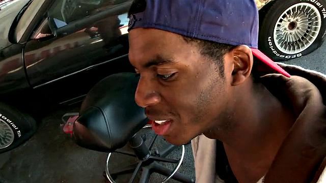 Ebony Thug pulled and fucked by white top in store