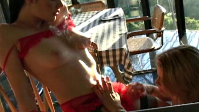 Stunning stocking tease while masturbating with GF