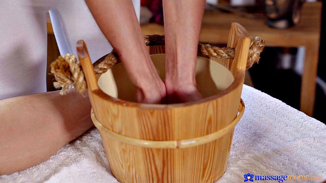 Redhead and blonde lesbian massage