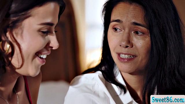 My gorgeous babysitter massages my shoulder and pussy