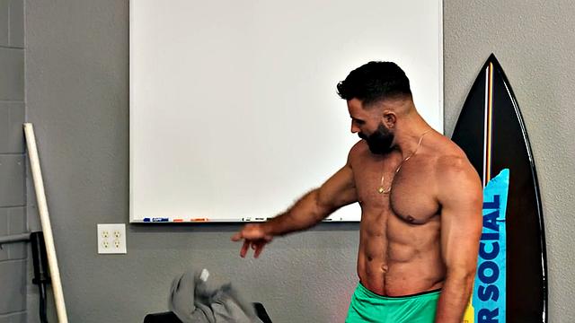 Eager athletic jock rides in locker room