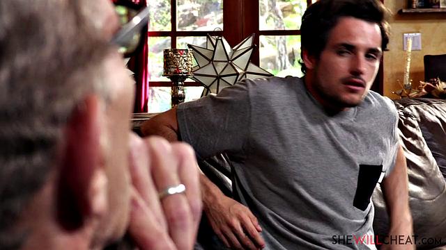 Blonde MILF Christie Stevens fucks her hot stepson in front of her husband!