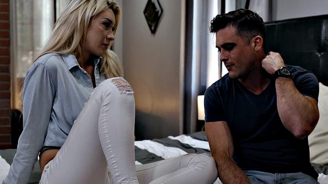 Busty trans goddess jerking off while barebacked