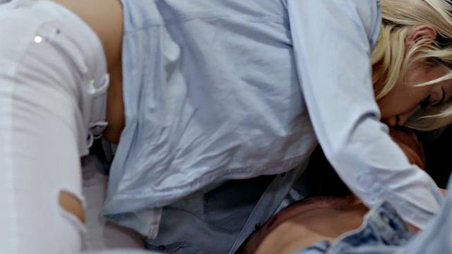 Busty trans goddess jerking off while barebacked