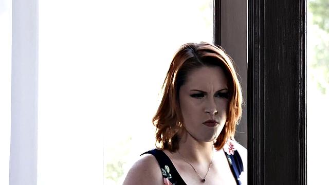 Busty redhead MILF riding cock and facesitting in 3way