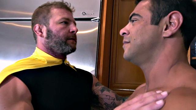 Mesmerized hunk barebacked by BF in the kitchen