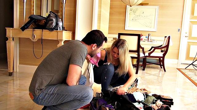 Homemade DP babe 3some at home before ATM blowjob