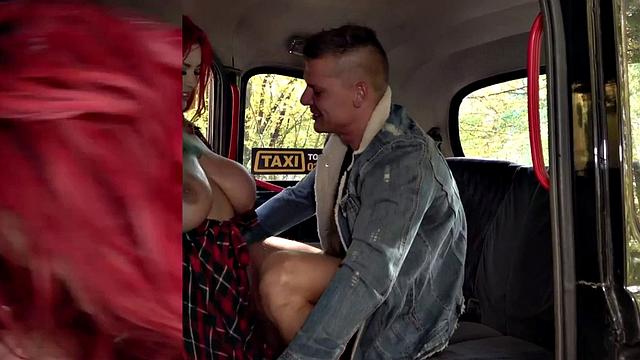 Chubby redhead pounded by taxi driver after giving head