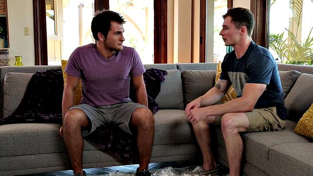 Cocksucking stud fucks tattooed BF's ass at home