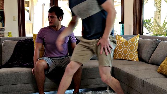 Cocksucking stud fucks tattooed BF's ass at home