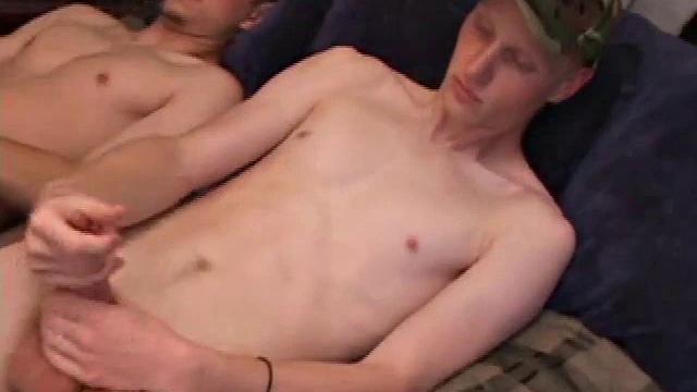 Kaos happens upon Casper, while he's beating off, and decides to join in. After watching what his buddy is doing, Kaos leans down and plants his face in Casper's lap, taking in every inch of his hard dick.