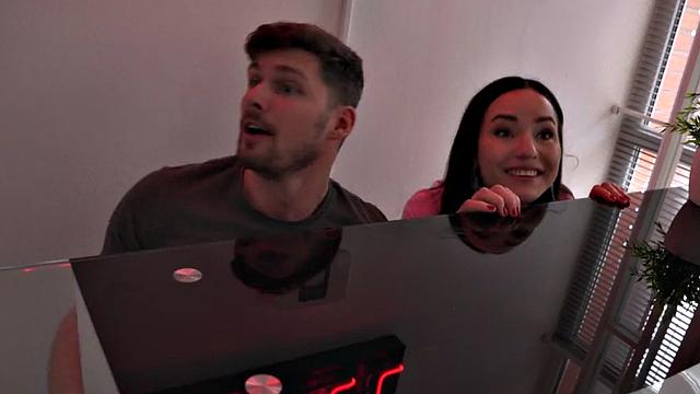 Tattooed teen with small tits enjoys threesome with her hostel room mate