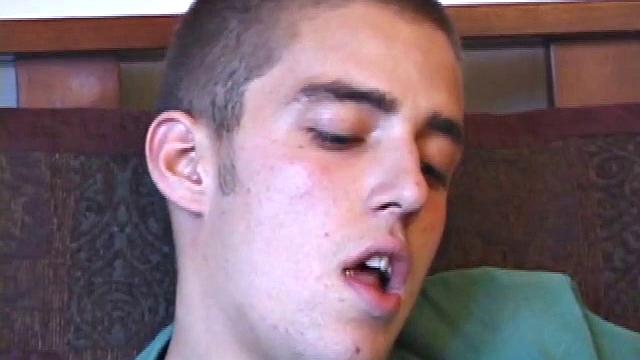 Mica and Shane start on the sofa, with Mica sucking Shane, and it doesn't take long before Shane blows a nice big load covering the side of Mica's face. Shane then sucks Mica and works it with his pierced tongue.