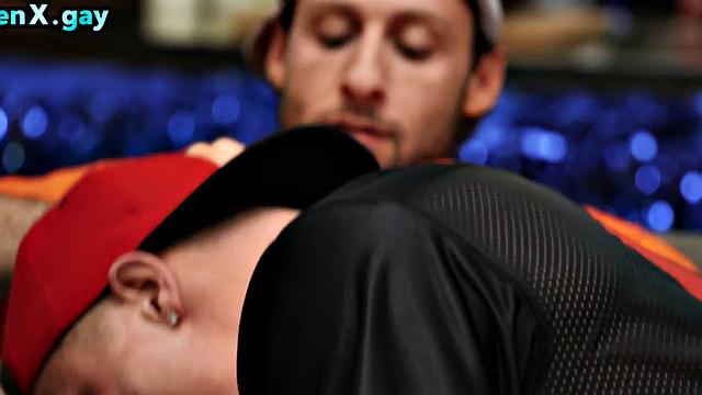 Football jock sucks and analfucks while watching game