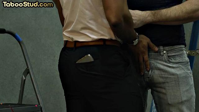 Muscled ebony jock doggystyled by lover