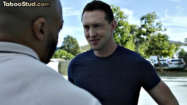 Muscled ebony jock doggystyled by lover