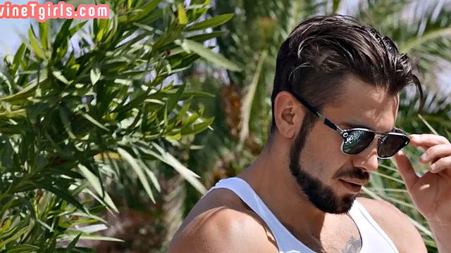 Big titted shemale banged in the asshole by dirty fucker