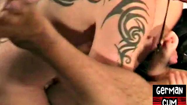 Facial German stud barebacked in 3some by DILFS