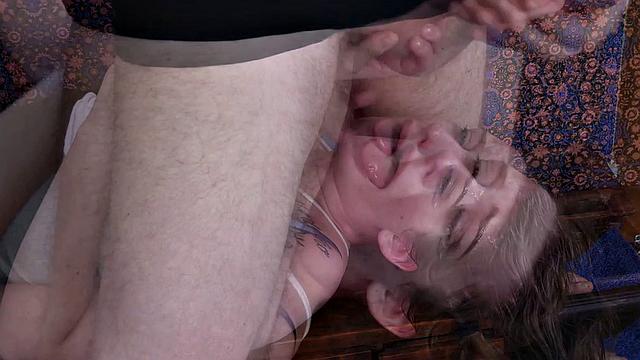 Teen on her knees gets face fucked