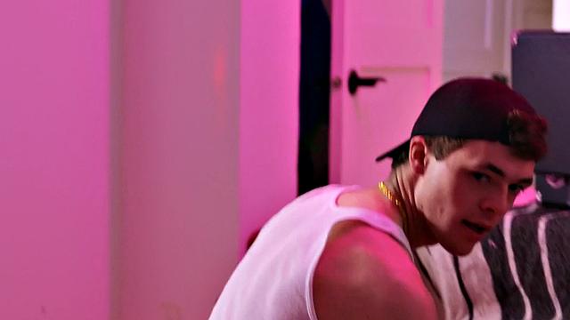 Str8 athletic DJ fucks skinny twink at party