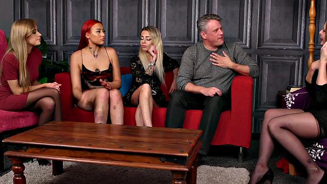 CFNM British ladies suck in group BJ and HJ action