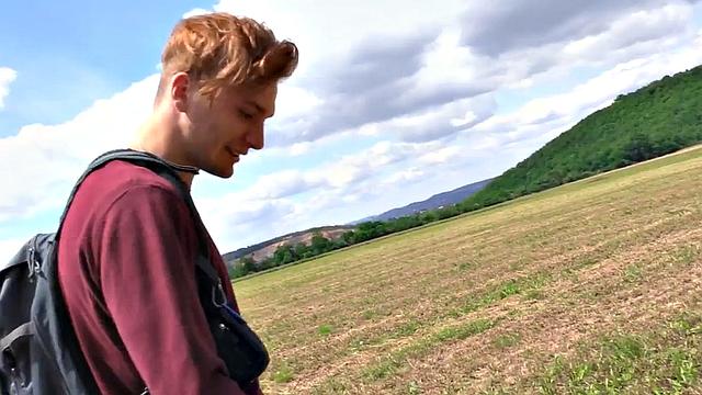 Picked Euro stud POV fucked outdoor in public place