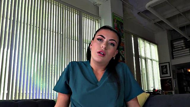 POV amateur nurse cleaning pipes