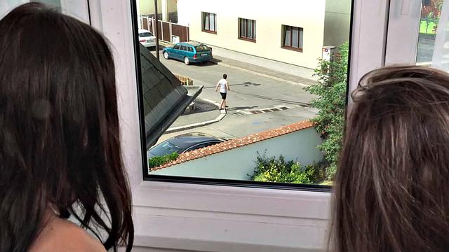 Real outdoor orgy with drivers