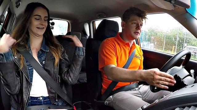 Euro student driver sucking instructor before sex
