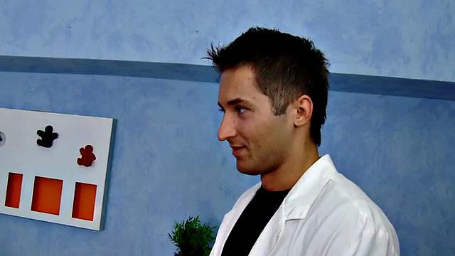 Latex pegging nurses fuck sissy in FFM with strapon