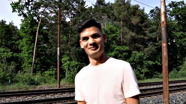 Str8 Euro stud goes in public outdoor POV for money