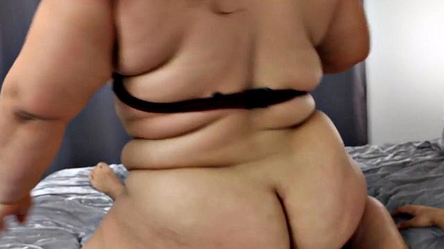 Lingerie BBW giving head and jerks lucky guy