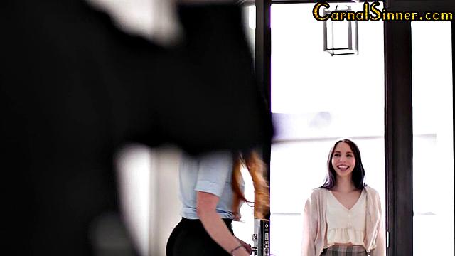 Horny lesbians licking each other