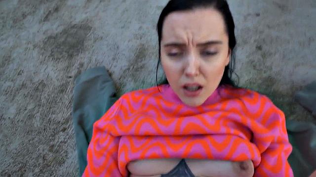 Amateur babe doggystyled outdoors