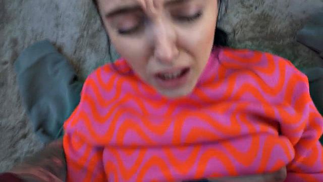 Amateur babe doggystyled outdoors