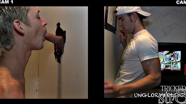 Sexy horny guy in gloryhole