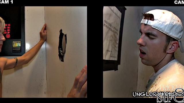 Sexy horny guy in gloryhole