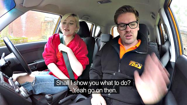 Blonde Art Student gets her tight pussy pounded in reverse cowgirl and glasses