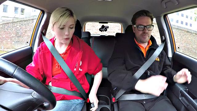 Blonde Art Student gets her tight pussy pounded in reverse cowgirl and glasses