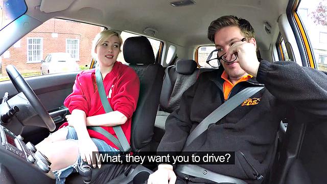 Blonde Art Student gets her tight pussy pounded in reverse cowgirl and glasses