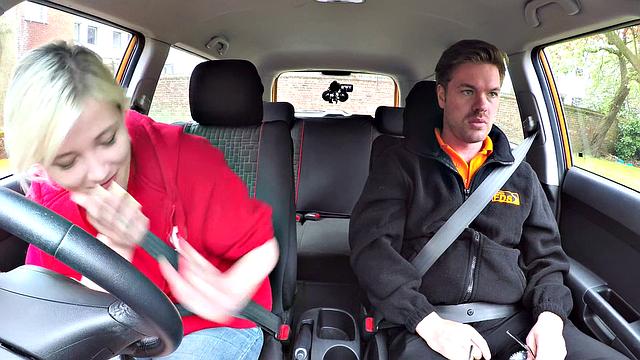 Blonde Art Student gets her tight pussy pounded in reverse cowgirl and glasses