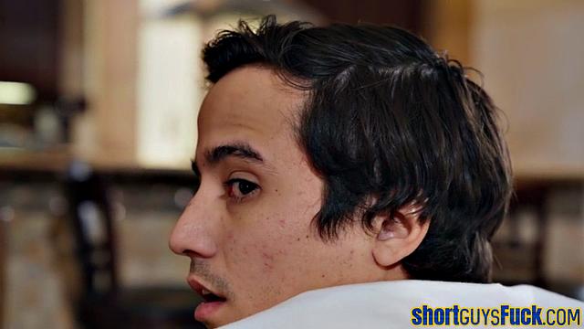 Short guy cockridden by busty MILF