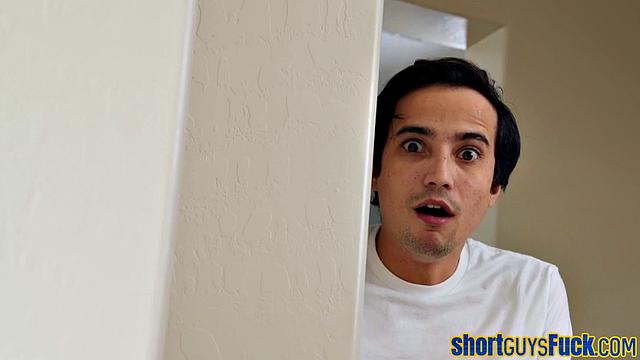 Short guy cockridden by busty MILF