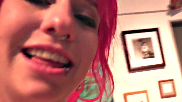 Pink hair deepthroat GF sucks cock in amateur POV
