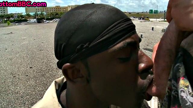 Ebony thug picked up and plowed outdors by white top