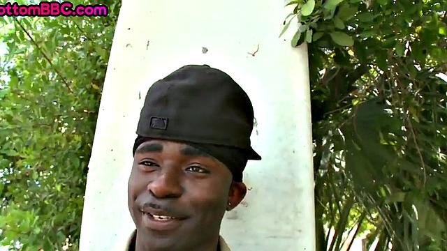 Ebony thug picked up and plowed outdors by white top