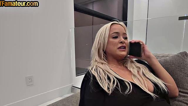 Amateur busty babe POV nailed on couch at home