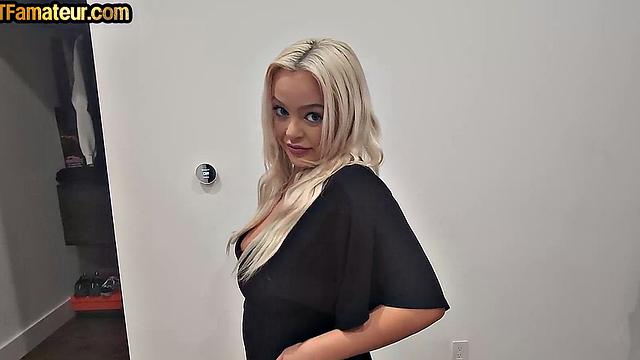 Amateur busty babe POV nailed on couch at home