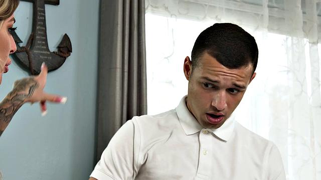 Hot MILF Lolly Dames plays with friend's big cock